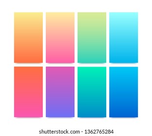 Set of pastel gradients. Modern mobile app backgrounds. Vector abstract blurred smooth image.