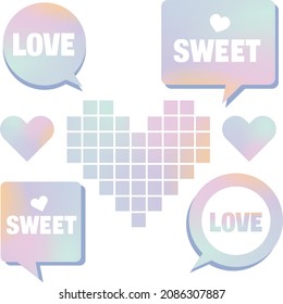 set of pastel hearts. Cute sweet hearts set. set of pastel speech bubble. 