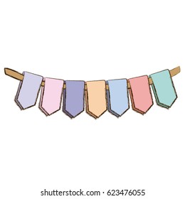 set pastel palette decorative pennants for party vector illustration