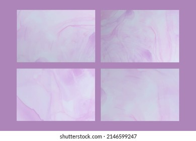 Set of pastel pink abstract horizontal watercolor background. Marble texture. Design for wedding invitation, birthday card, banner, poster, cover. Vector illustration.
