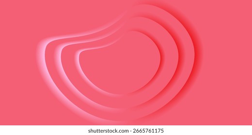 Set of pastel pink and red soft 3D heart shape frame design. Collection of geometric backdrop for cosmetic product display. Elements for valentine day festival design. Top view. Vector illustration