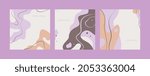 A set of pastel posters with an abstract design made of smooth lines. Vector illustration.