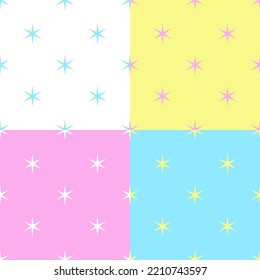 Set of pastel six-pointed star-shaped snowflakes intended used for wallpaper, gift-wrapping paper, fashion fabrics, graphics, and home decor, vector illustration.