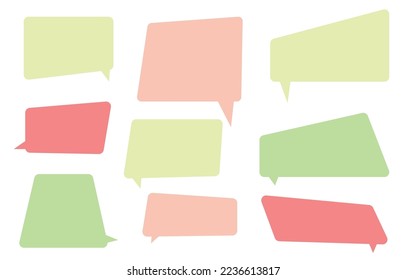 Set pastel speech bubbles on white background. chat box or chat vector square and doodle message or communication icon Cloud speaking for comics and minimal message dialog