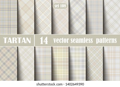 Set Pastel Tartan Seamless Pattern.  Illustration for Wallpapers. Tartan Plaid Inspired Background. Suits for Decorative Paper, Fashion Design and House Interior Design, as Well as for Hand Crafts 