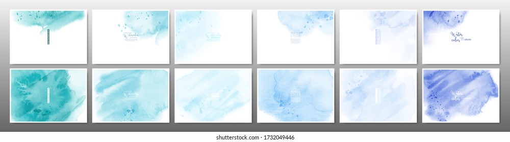 Set of pastel watercolor background. Stain artistic hand-painted vector, template design for banner, poster, card, cover, brochure.