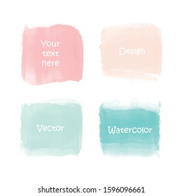  Set pastel watercolor. Set of watercolor stain. Watercolor texture with brush strokes.