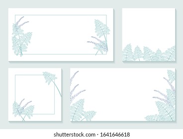 Set of pastel-colored botanical frames, vector illustration.