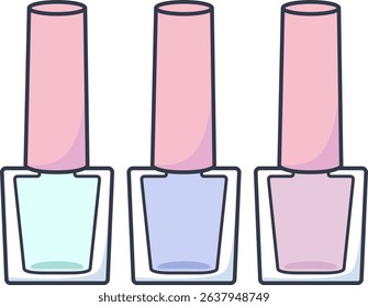 Set of pastel-colored nail polish bottles, beauty and nail art concept.