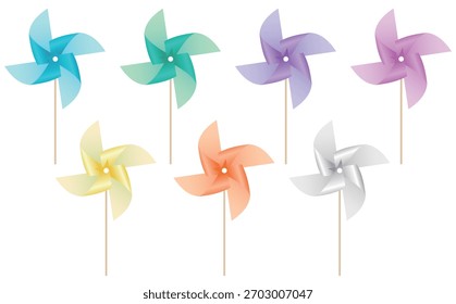Un conjunto de ilustraciones de molinete de color pastel