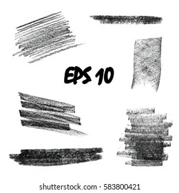 A set of pastels. Pastel strokes for creativity and design. Texture pastel black and white. Vector illustration