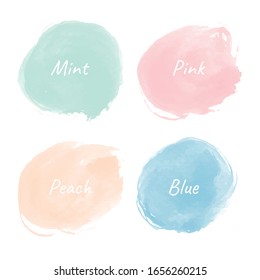 Set of pastels watercolor stain. Spots on a white background. Vector. Isolated.