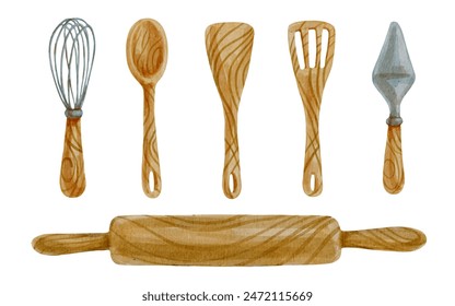 Set of pastry tools for baking and desserts.Vector graphics.