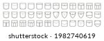 Set of patch pocket icons for pants, t-shirts and other clothing. Isolated linear vector illustration on white background.