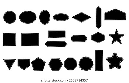 Set of patch silhouettes for denim clothing design Vector Template Illustration