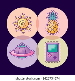 set patches of sun and icons
