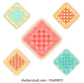 Set of  patchwork five rhombuses. Vector illustration.