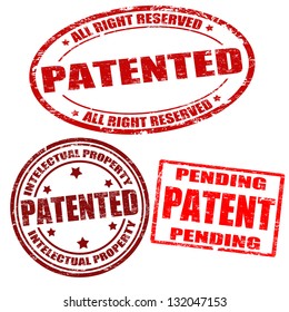 Set of patented grunge rubber stamps on white, vector illustration