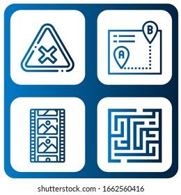 Set of path icons. Such as Intersection, Itinerary, Film strip, Maze , path icons
