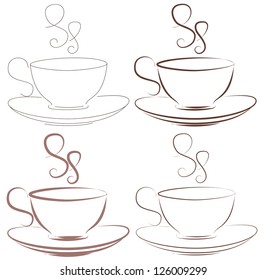 set of paths fragrant cup of coffee