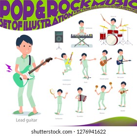 A set of patient man playing rock 'n' roll and pop music.There are also various instruments such as ukulele and tambourine.It's vector art so it's easy to edit.
