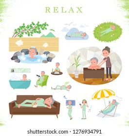 A set of patient old man about relaxing.There are actions such as vacation and stress relief.It's vector art so it's easy to edit.