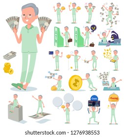 A set of patient old man with concerning money and economy.There are also actions on success and failure.It's vector art so it's easy to edit.