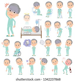 A set of patient old man with injury and illness.There are actions that express dependence and death.It's vector art so it's easy to edit.
