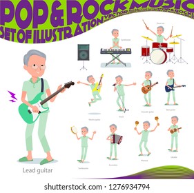 A set of patient old man playing rock 'n' roll and pop music.There are also various instruments such as ukulele and tambourine.It's vector art so it's easy to edit.