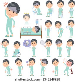 A set of patient young man with injury and illness.There are actions that express dependence and death.It's vector art so it's easy to edit.
