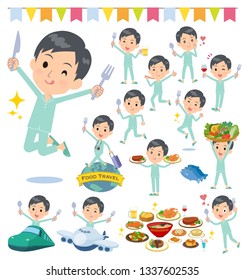 A set of patient young man on food events.There are actions that have a fork and a spoon and are having fun.It's vector art so it's easy to edit.

