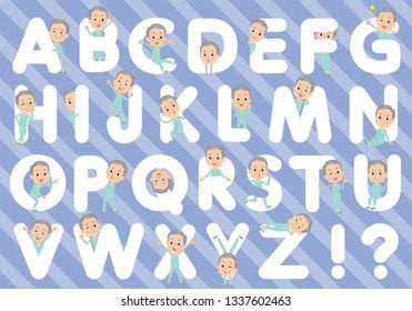 A set of patients, old man designed with alphabet.Characters with fun expressions pose various poses.It's vector art so it's easy to edit.
