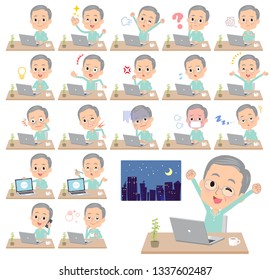 A set of patients, old man on desk work.There are various actions such as feelings and fatigue.It's vector art so it's easy to edit.
