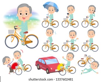 A set of patients, old man riding a city cycle.There are actions on manners and troubles.It's vector art so it's easy to edit.
