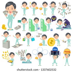 A set of patients, young man with concerning money and economy.There are also actions on success and failure.It's vector art so it's easy to edit.
