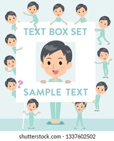 A set of patients, young man with a message board.Since each is divided, you can move it freely.It's vector art so it's easy to edit.

