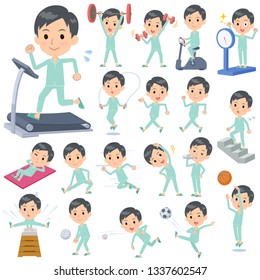 A set of patients, young man on exercise and sports.There are various actions to move the body healthy.It's vector art so it's easy to edit.
