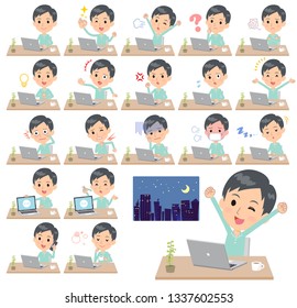 A set of patients, young man on desk work.There are various actions such as feelings and fatigue.It's vector art so it's easy to edit.
