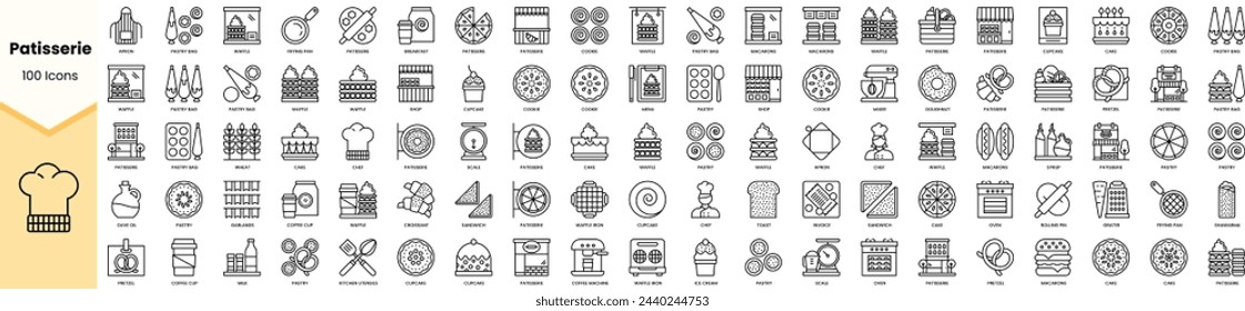 Set of patisserie icons. Simple line art style icons pack. Vector illustration