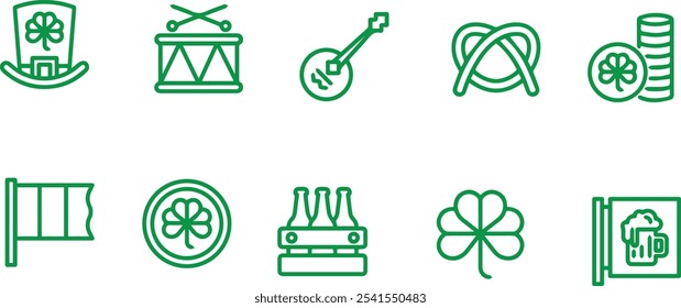 set of  Patrick's Day Icons. vector line design 