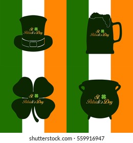 Set of patrick's day traditional objects, Vector illustration