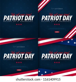 Set of Patriot day promotions, advertisings, posters, banners, templates with American flag. American patriot day wallpapers