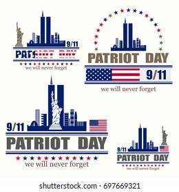 Set for patriot day vector illustrations. 