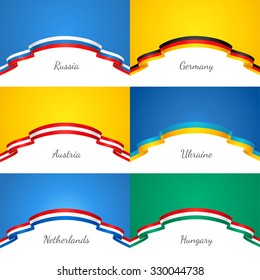 Set of patriotic backgrounds with a border in the form of a flags
