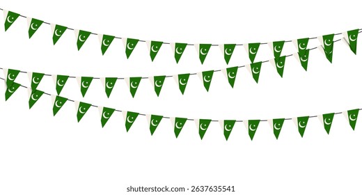 Set of Patriotic bunting flags of the Pakistan. Vector illustration.