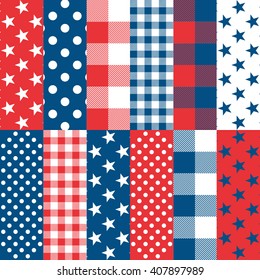 set patriotic country gingham vector