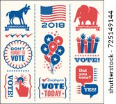 Set of patriotic design elements to encourage voting in United States elections. For web banners, cards, posters, stickers