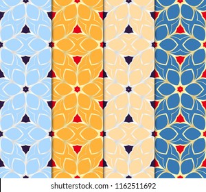 Set of Pattern of abstract geometric flowers. Seamless vector illustration. for design greeting cards, backgrounds, wallpaper, interior design. tribal ethnic arabic, fashion decorative ornament.