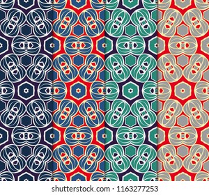 Set of Pattern of abstract geometric flowers. Seamless vector illustration. for design greeting cards, backgrounds, wallpaper, interior design. tribal ethnic arabic, fashion decorative ornament.