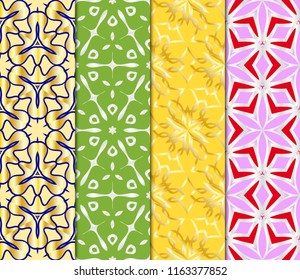 Set of Pattern of abstract geometric flowers. Seamless vector illustration. for design greeting cards, backgrounds, wallpaper, interior design. tribal ethnic arabic, fashion decorative ornament.